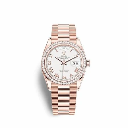 Rolex Day-Date 36 Everose Gold / Diamond / White - Roman / President 128345RBR-0054 (M128345RBR-0054)